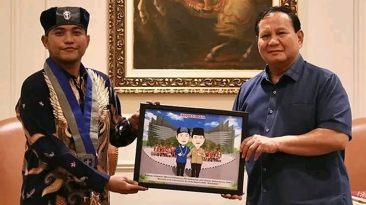 Ketum GMKI Jefri Gultom  saat bertemu presiden terpilih, Prabowo Subianto. Foto: Istimewa