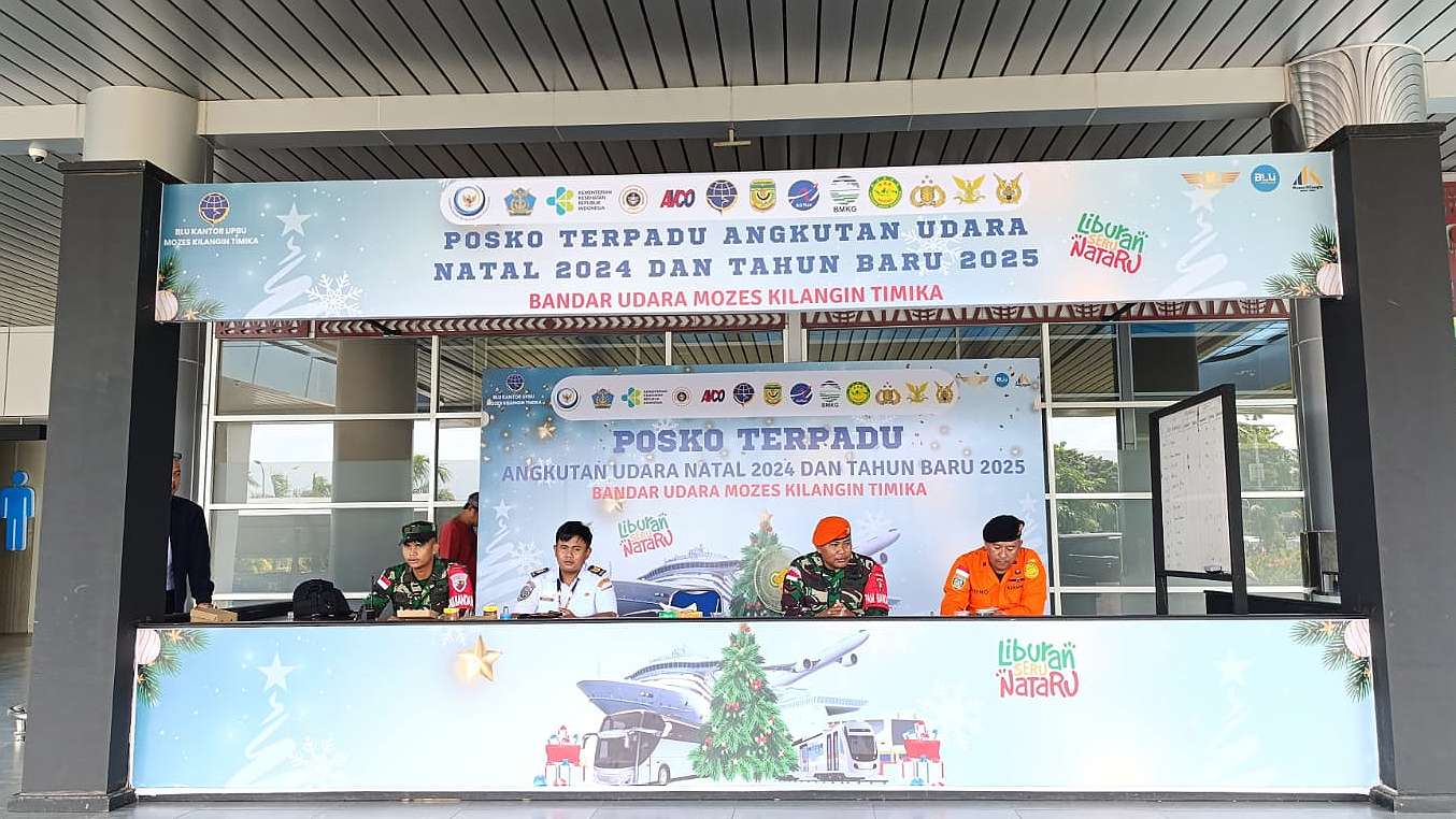 Posko gabungan di UPBU Mozes Kilangin Timika. Foto: Martha/ Papua60detik