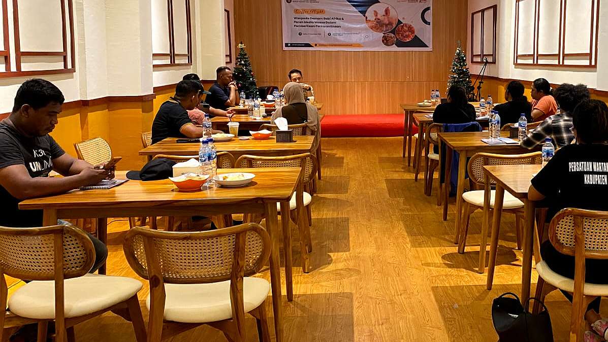 Karantina Papua Tengah coffee night dengan beberapa media Timika, Sabtu (21/12/2024). Foto; Martha/ Papua60detik