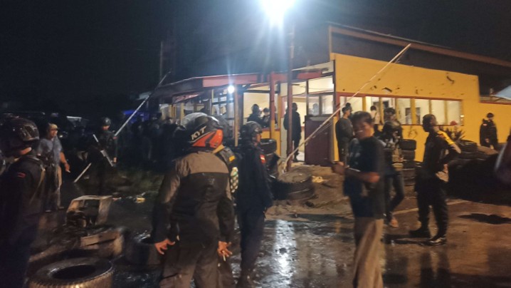 Pos Jaga Brimob di Gorong-gorong Timika pasca penyerangan Foto: Eka/ Papua60detik