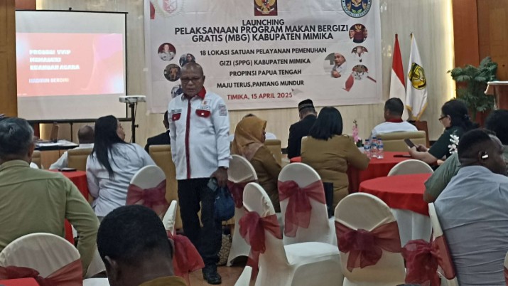 Satuan Kerja Kesejahteraan Prajurit (SKKP) Papua Tengah melaunching 18 dapur sehat atau Satuan Pelayanan Pemenuhan Gizi (SPPG) program MBG di Kabupaten Mimika, Selasa (15/4/2025). Foto: Eka/ Papua60detik