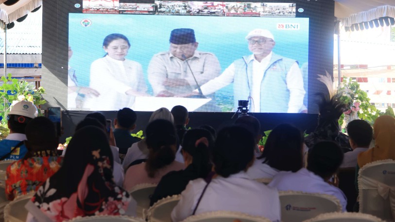 peluncuran serentak KDMP secara daring dari Kampung Harapan Makmur, Distrik Kurik, Kabupaten Merauke, Senin (21/7/2025).