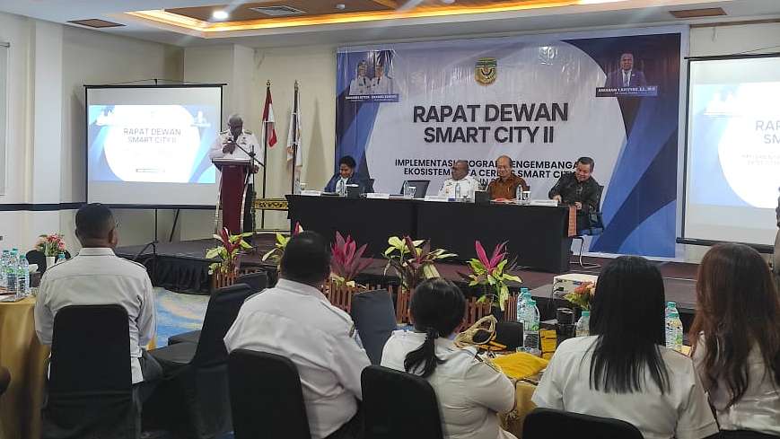 Pemkab Mimika rapat Dewan Smart City untuk mengevaluasi implementasi program Smart City. Foto: Martha/ Papua60detik