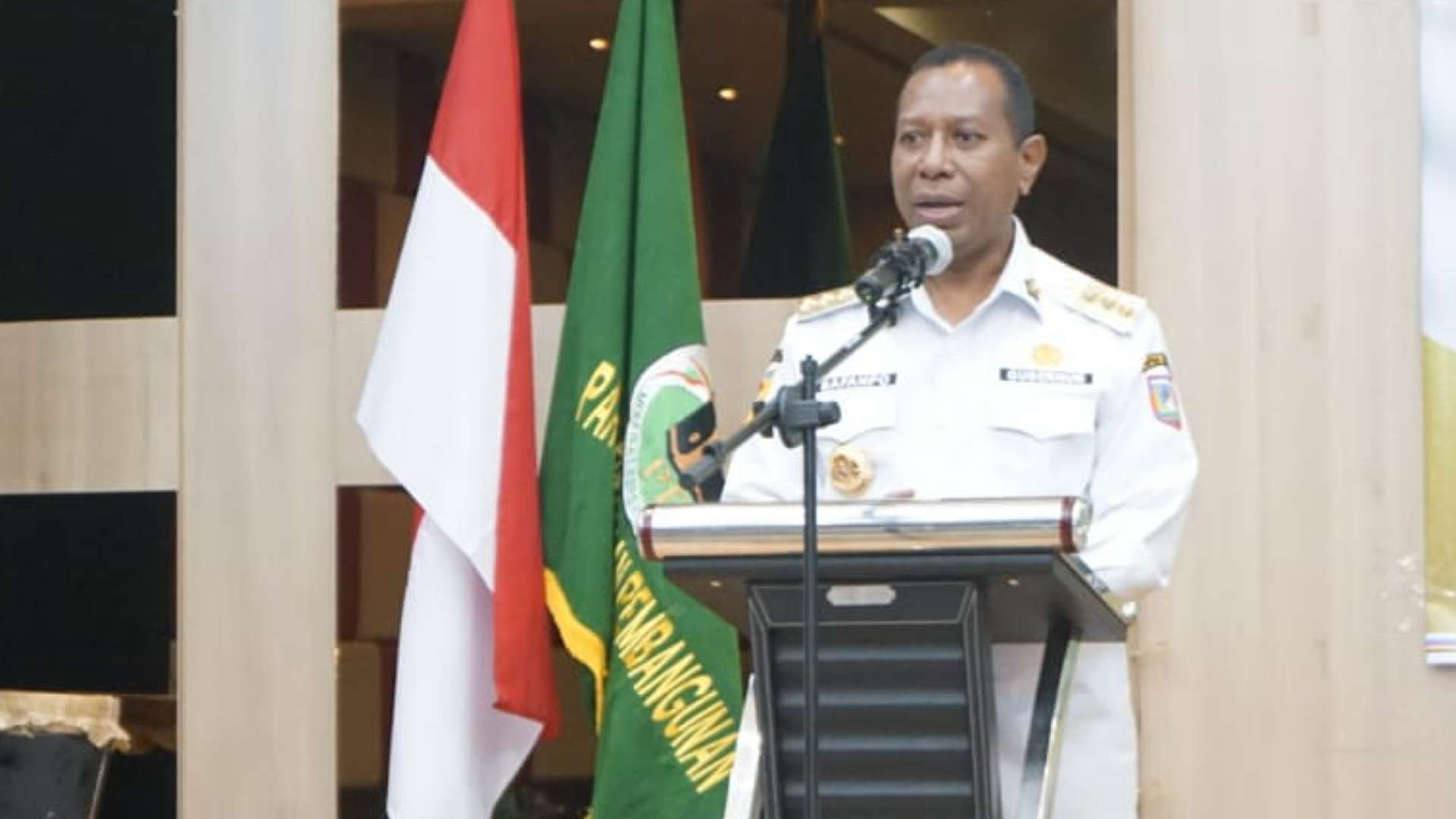 Gubernur Papua Selatan, Apolo Safanpo dalam acara Musyawarah Kerja Wilayah (Mukerwil) II Partai PPP. Foto: Istimewa.