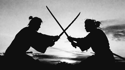 Ilustrasi duel senjata tajam. Foto: Generated by AI