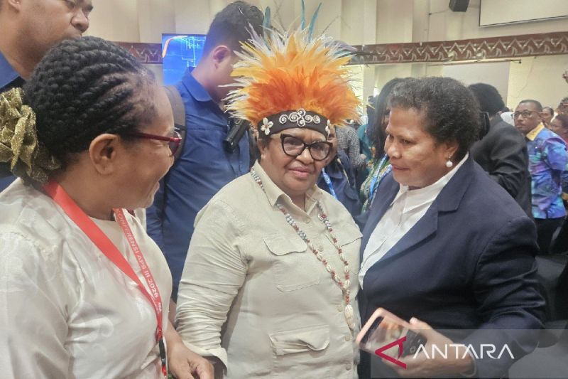 Wamendagri Ribka Haluk saat berbicara dengan masyarakat di Kota Jayapura, Papua pada beberapa waktu lalu. (ANTARA/Qadri Pratiwi)