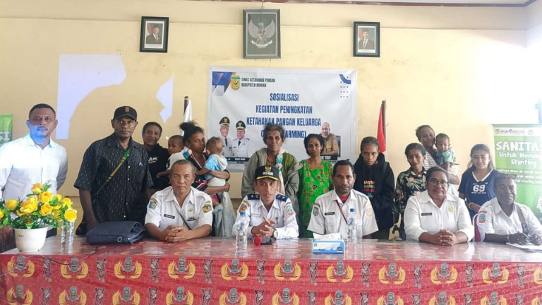 Sosialisasi peningkatan ketahanan pangan keluarga di Kantor Kampung Mawokau Jaya, foto : Martha/Papua60detik