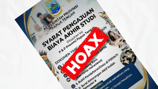 brosur bantuan biaya akhir studi mahasiswa yang disebut hoaks oleh Dinas Pendidikan dan Kebudayaan Provinsi Papua Tengah