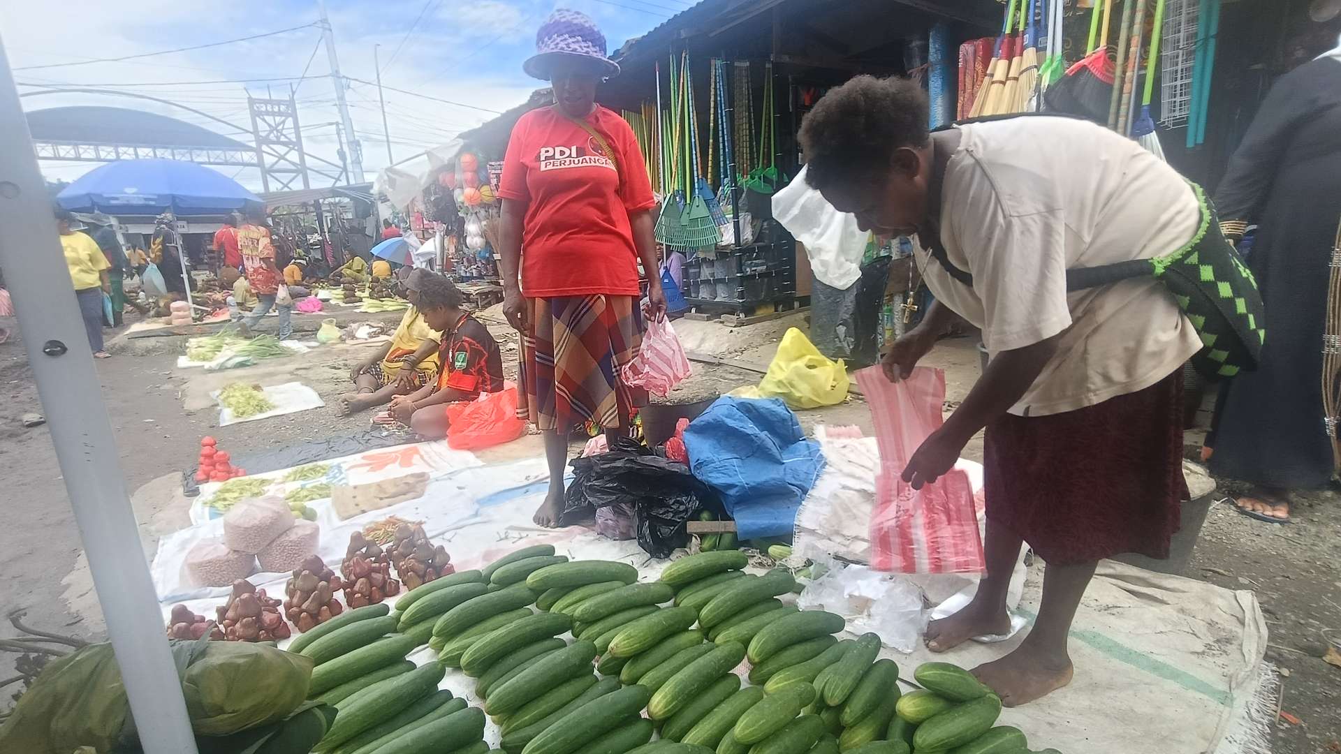 Pedagang di Pasar Karang Nabire, Mama Martina Butu. Foto : Elia Douw/Papua60detik