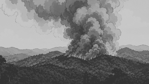 Ilustrasi kebakaran hutan dan lahan (karhutla). Foto: Generated by AI