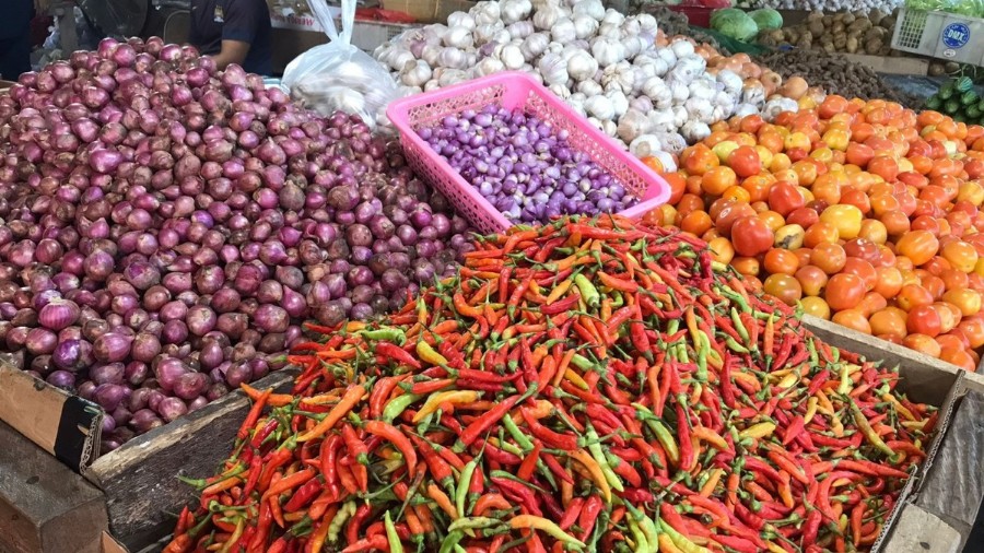 Bumbu dapur di salah satu lapak pedagang Pasar Sentral Timika. Foto: Anti/ Papua60detik