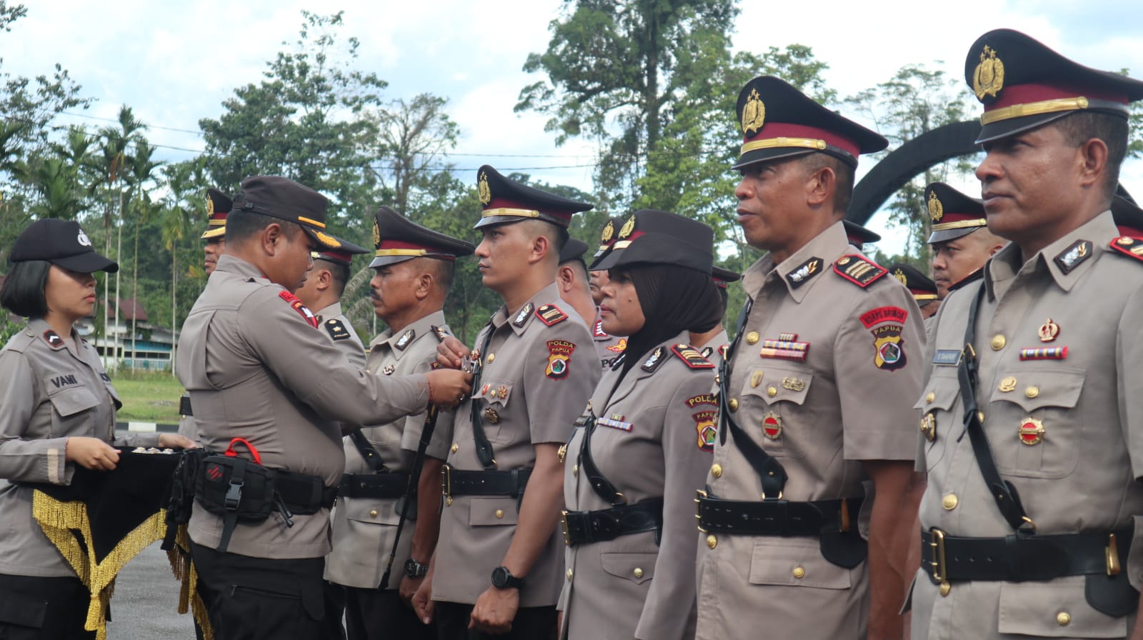 Serah terima jabatan belasan perwira Polres Mimika, Sabtu (24/9/2022) sore. Foto: Amma/ Papua60detik