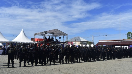 Apel gelar pasukan pengamanan gebyar penutupan PON XX Papua klaster Mimika di lapangan Timika Indah, Jumat (15/10/2021). Foto: Salmawati Bakri/Papua60detik