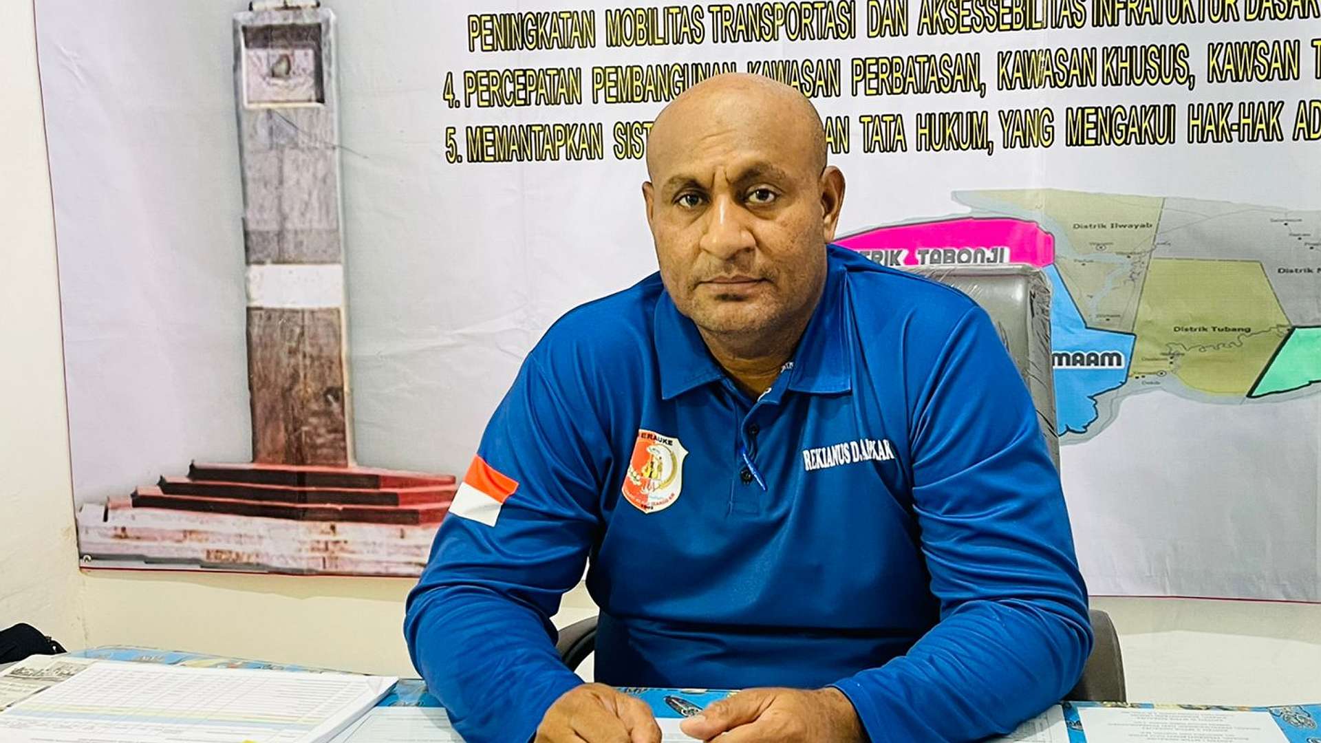 Kepala Badan Perbatasan Daerah Kabupaten Merauke Rekianus Samkakai.  Foto: Ami/ Papua60detik