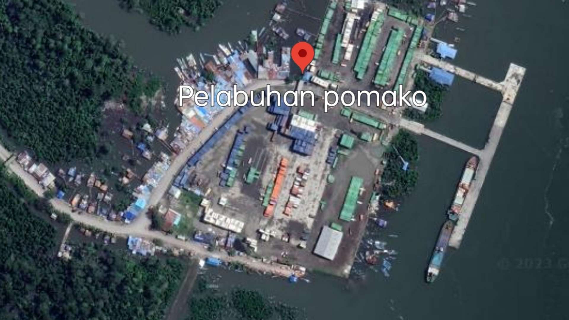 Pelabuhan Pomako. Foto: Google earth
