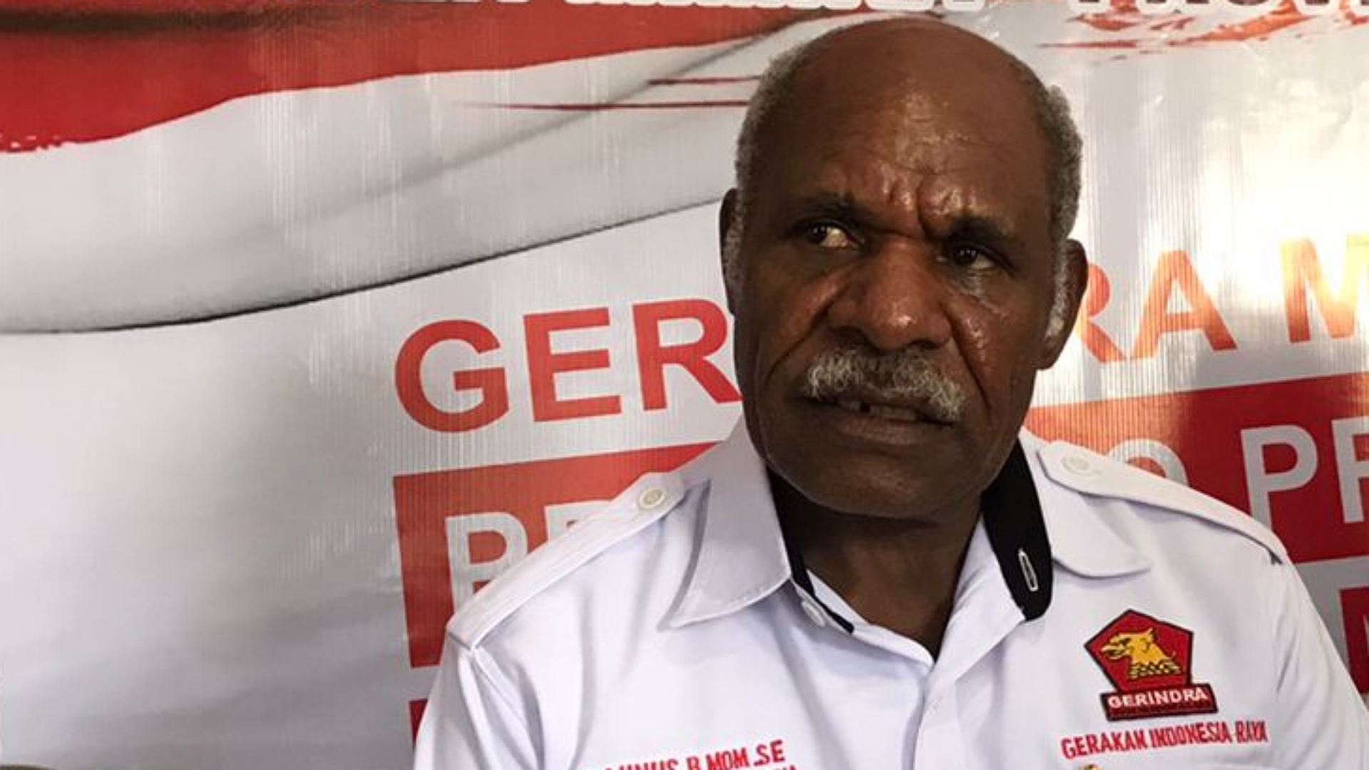 Ketua DPC Gerindra Mimika, Elminus Mom. Foto: Faris/ Papua60detik