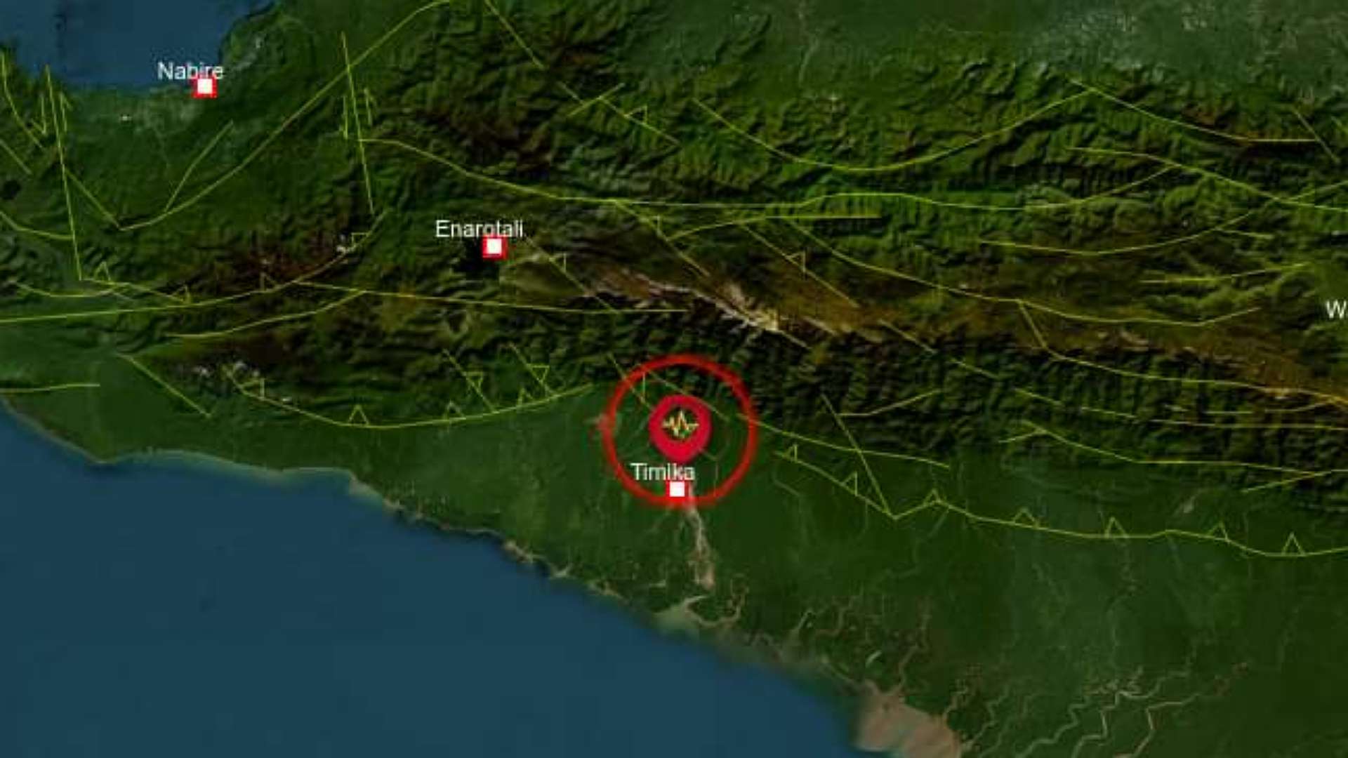 Lokasi gempa di wilayah Kabupaten Mimika. Foto: Laman FB Balai Besar MKG Wilayah V Jayapura