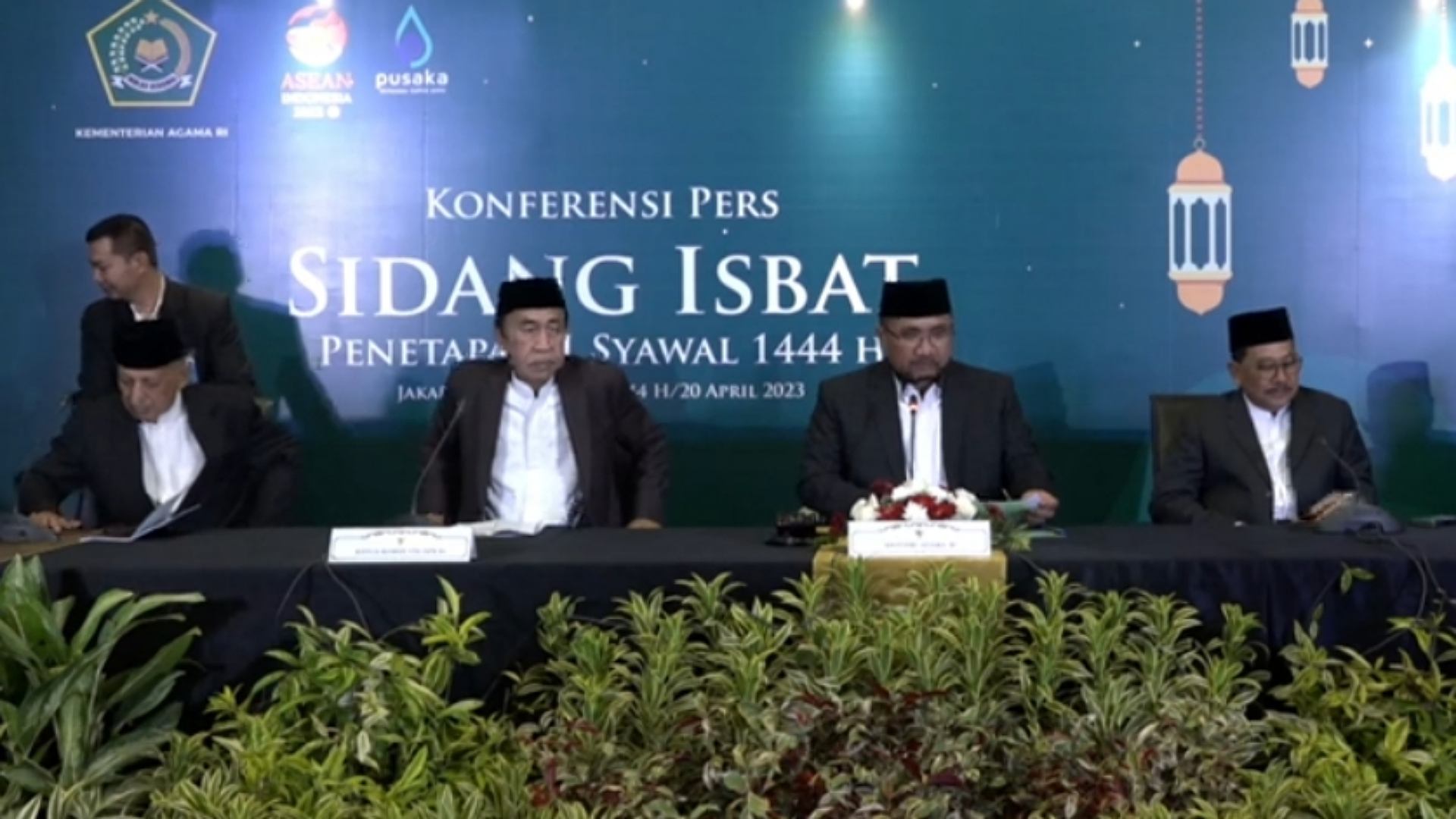 Foto: Screenshoot konferensi pers penetapan 1 Syawal 1444 H Kemenag RI, Kamis (20/4/2023) malam