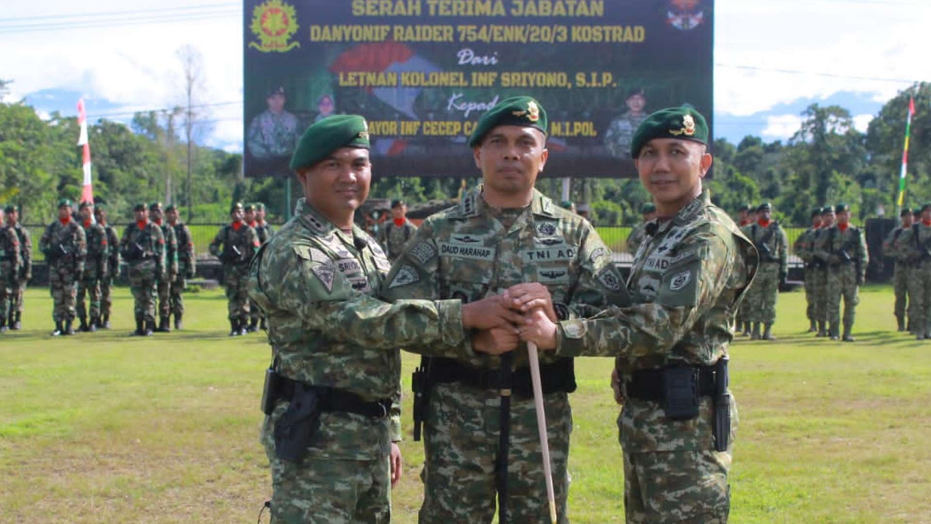 Upacara serah terima jabatan Danyon Infanteri Raider 754/ENK/20/3 Kostrad, Rabu (7/06/2023). Foto: Istimewa