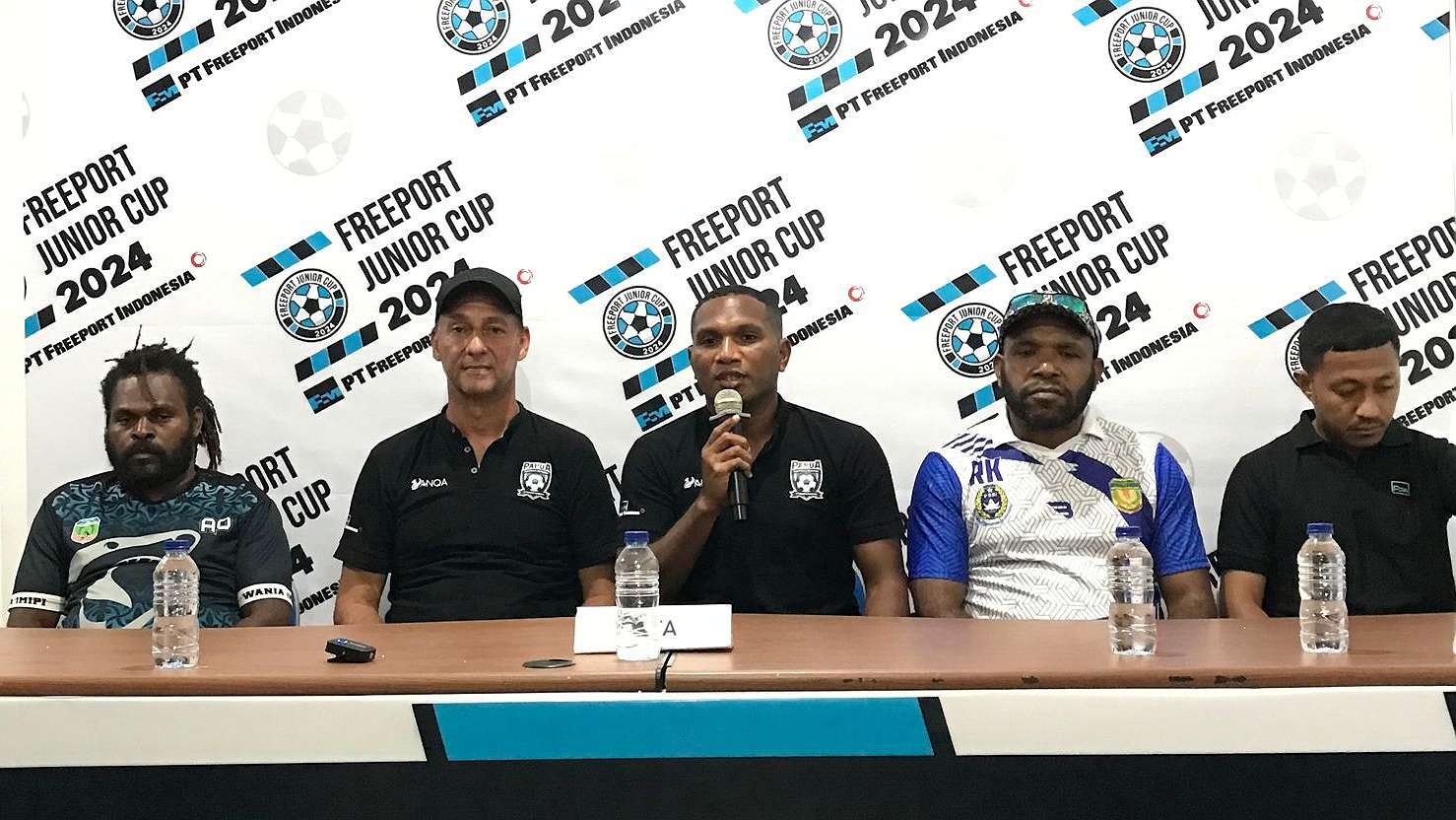 Press conference penyelenggaraan kompetisi sepak bola Freeport Junior Cup 2024 di MSC, Selasa (7/5/2024). Foto: Faris/ Papua60detik
