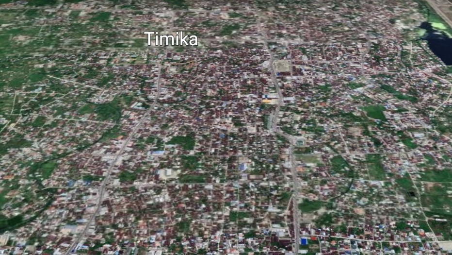 Lanskap Kota Timika tampak dari atas. Foto: Google earth